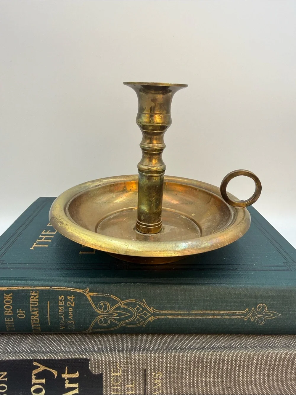 Vintage Brass CandleStick Holder Finger Loop Made In India